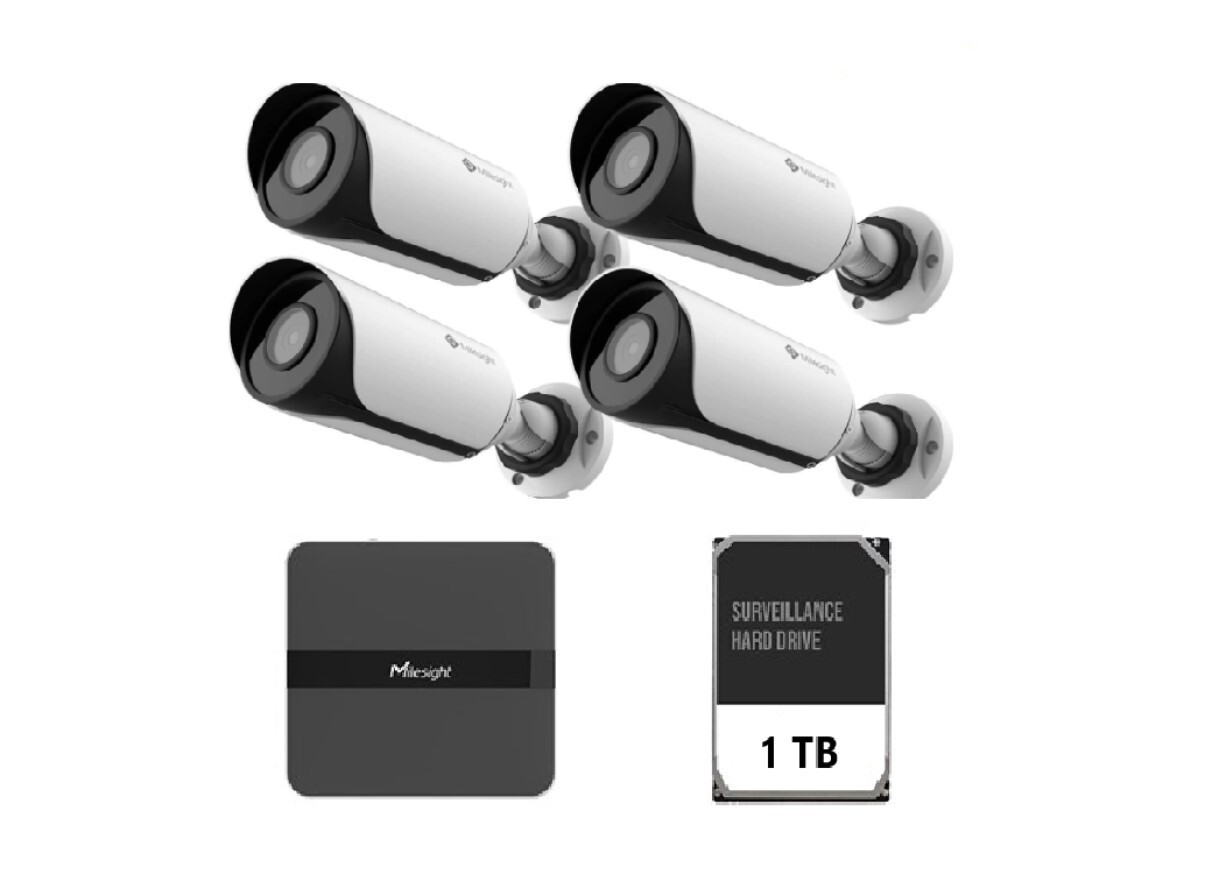 Milesight video surveillance kit 4 Cameras MS-C2964-UPD + 1 NVR MS-N1004-UPC