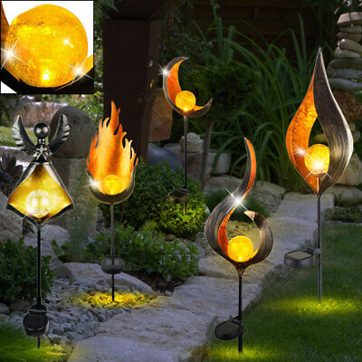 LED Außen Strahler Erdspieß Steck Leuchte Luxus Solar Lampe Flacker Feuer Effekt