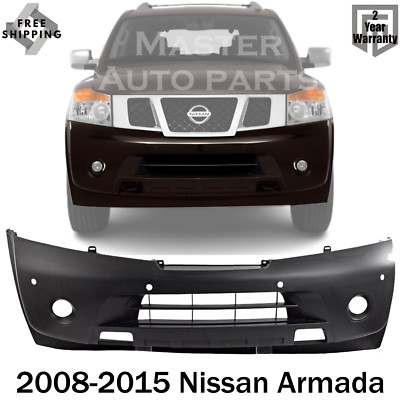 New Front Bumper Cover  w/ fog lamp holes Primed  For 2008-2015 Nissan Armada