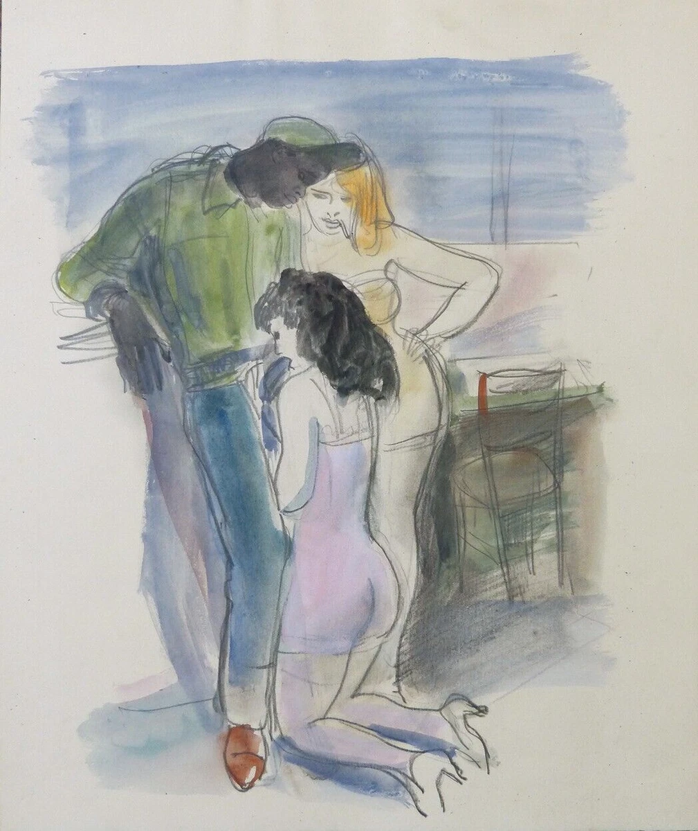 Gaston BARRET (1912-1991) Dessin original illustration érotique fellation |  eBay