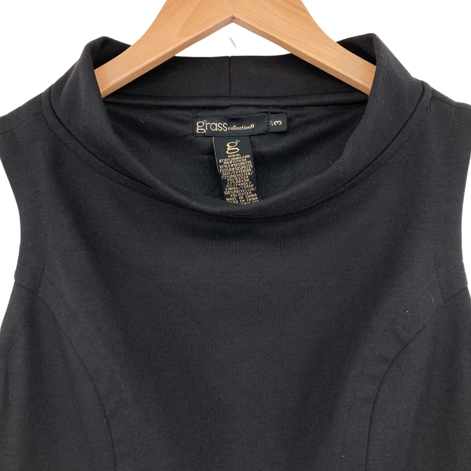Vestido para mujer Grass Collection negro cuello hasta la rodilla talla 3 Foto 4 de 4
