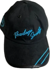 Privilege Society Cotton Leather & Suede Dad Hat Strap Back Cap Black  / Teal