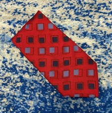 Ted Baker Blue Red Navy Brown Geometric Silk Necktie Made in USA
