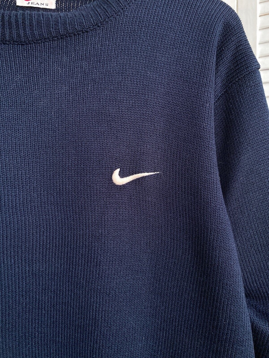 Vintage 90s Nike Solo Swoosh Oversized Knit Sweater Men's Size M