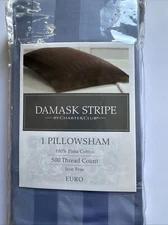 Damask stripe Euro Pillow sham By Charter Club New 500 Thread Pima