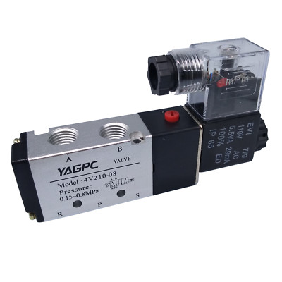 #ad US Stock 110VAC Pneumatic Electric Solenoid Air Valve 5 Way 2 Position 4V210 08 $21.34