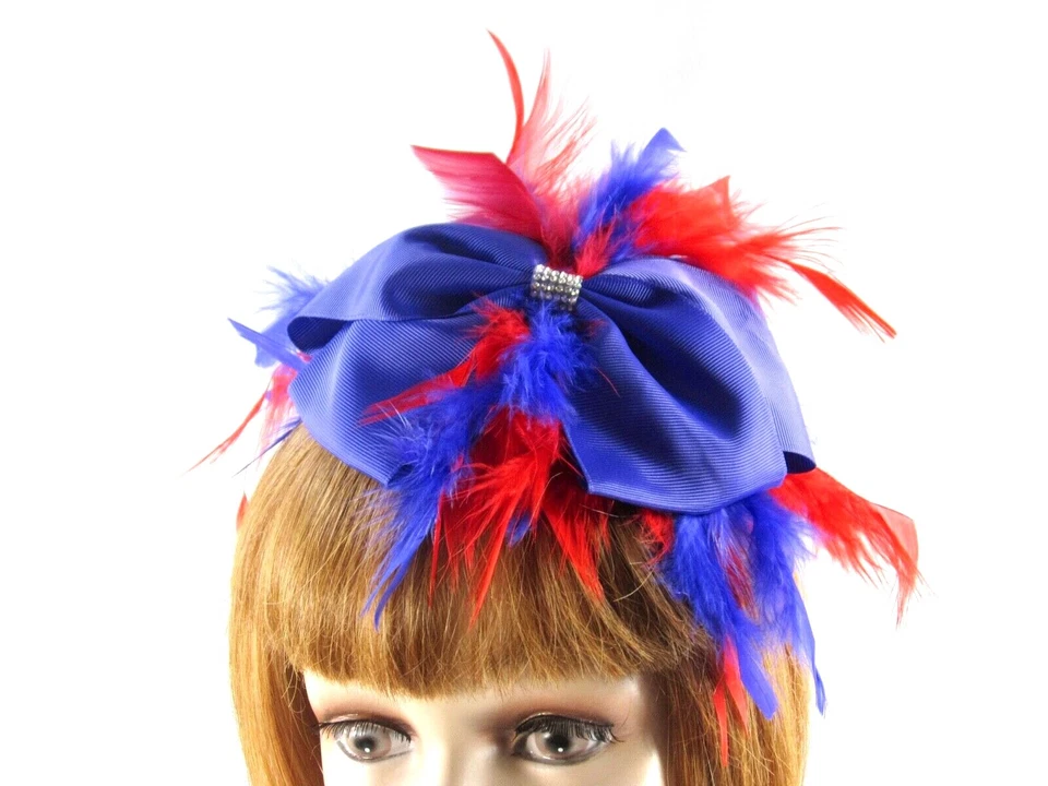 Diadema Pluma Chandelle Sociedad Fascinador Lazo Estrás Sombrero Rojo Dama Foto 2 de 4