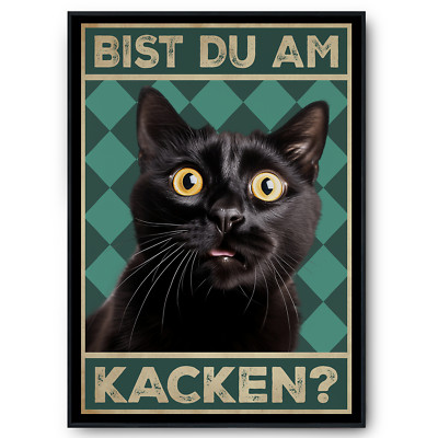 Bist du am Kacken? Katzen Poster Badezimmer Gästebad Wandbild Klo Toilette Dekor