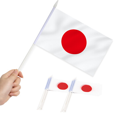 Anley Japan Mini Flag 12 Pack - Hand Held Small Miniature Janpanese Flags