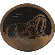 Bronze Walrus Cute Hippie Nautical Walruses California 70s Vintage Belt Buckle