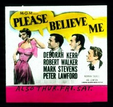 Please Believe Me, 1950, diapositive en verre de film, Deborah Kerr, R. Walker, P. Lawford