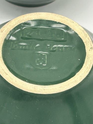 Juego de cuatro cuencos para servir vintage Emile Henry lengüeta gres Francia verde - Imagen 4 de 6