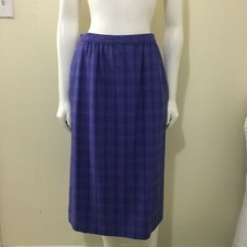 Vintage Pendleton Wool Skirt Women's 12 Purple Plaid Side Pockets Midi USA NWOT