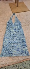 Fashion Nova Women's Sky Blue Polyester Halter Neck Tie Dye Pleated Dress Size S