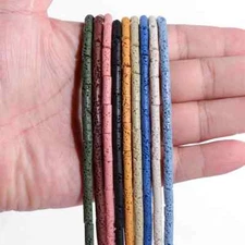 4x13mm Multicolor Natural Volcanic Rock Lava Cylinder Tube Beads for Jewelry DIY