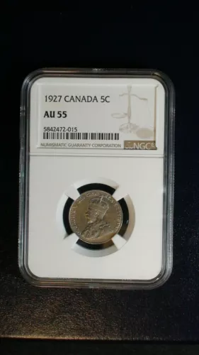 1927 CANADA NICKEL NGC AU55 5C Coin PRICED TO SELL NOW!
