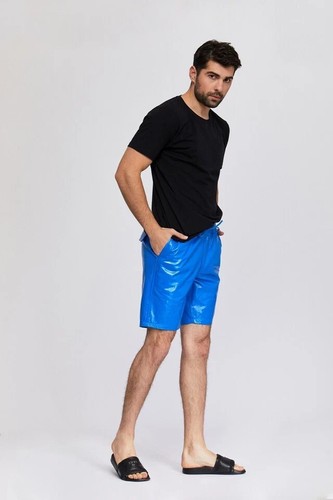 Leather Lambskin Men's Short Blue Genuine Lambskin Buckle Gym Unique Wear Soft