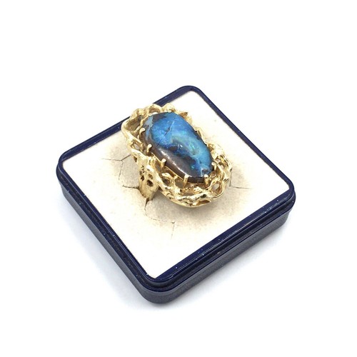 14kt Gelbgold Ring Boulder Opal Australischer Opal 585 Gold Schmuck 16.2mm / 51 - Picture 6 of 17