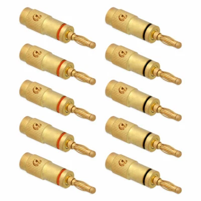 10x Bananenstecker Lautsprecher Boxen Stecker Schraubbar Hifi 24K Gold High End