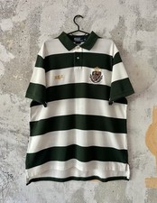 90S VINTAGE POLO RALPH LAUREN STRIPED WHITE GREEN T-SHIRT SIZE XXL Y2K STYLE