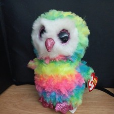 TY Beanie Boos 6" OWEN the Rainbow Owl Plush Stuffed Animal Toy Heart Tags