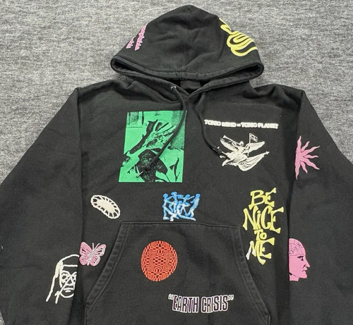 Obey Hoodie Black Graphic Earth Crisis Streetwear Pullover Logo Medium