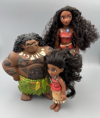 Disney Moana Puppe Kind Maui Prinzessin Konvolut Spielzeug 15, 28 und 21 cm 3 St