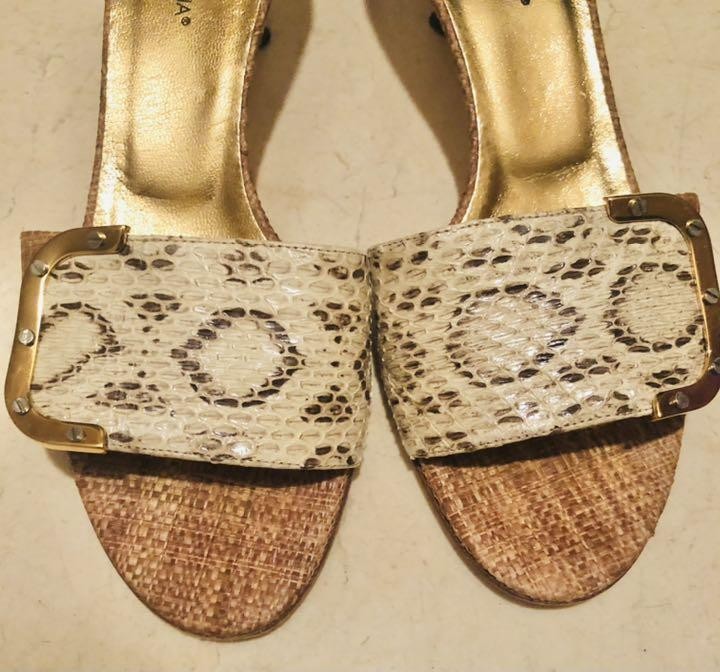 DOLCE&GABBANA Python Pattern Gold Sandals Mules L… - image 3