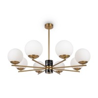 Deckenlampe Glas Metall In Messing Wohnzimmer Ø81 Cm E27 Deckenleuchte 8-Flammig