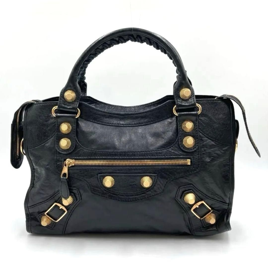 Balenciaga Giant City Black Leather 2Way Handbag Shoulder Bag Used Japan thumbnail 2