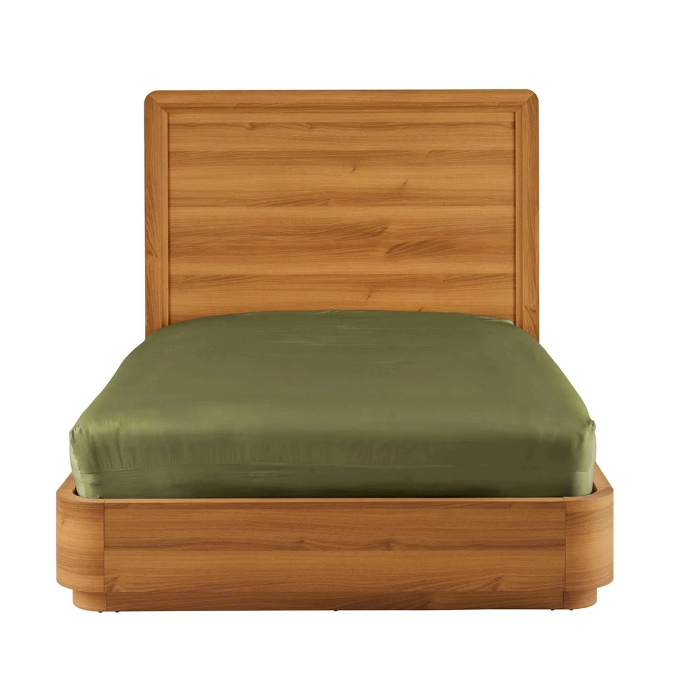 Cama plataforma queen moderna Juliet madeira maciça marrom mel móveis para quarto - Imagem 3 de 4