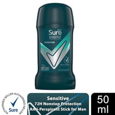 Sure Men AntiPerspirant Deodorant Stick Sensitive 72H Nonstop Protection, 50ml