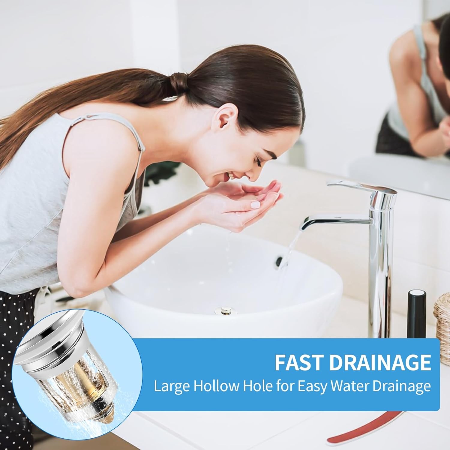 2-Pack Sink Stopper Hair Catcher Bathroom Pop Up Sink Drain Strainer Filter Plug