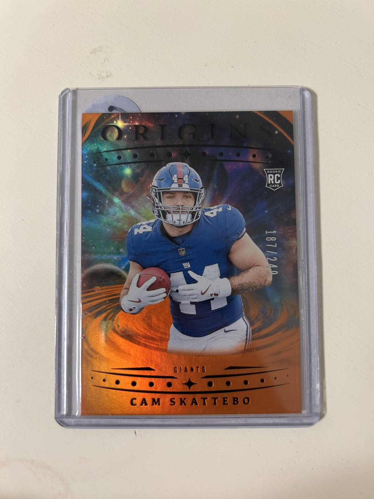 2025 Panini Origins - Rookies Cam Skattebo #123 Holo Orange /249 (RC)