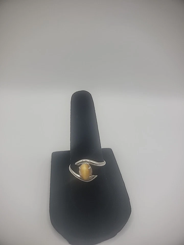 Anillo Vintage Plata de Ley 925 Plata 6 3/4 Ojo de Tigre Piedra Ovalado Joyería Foto 2 de 4
