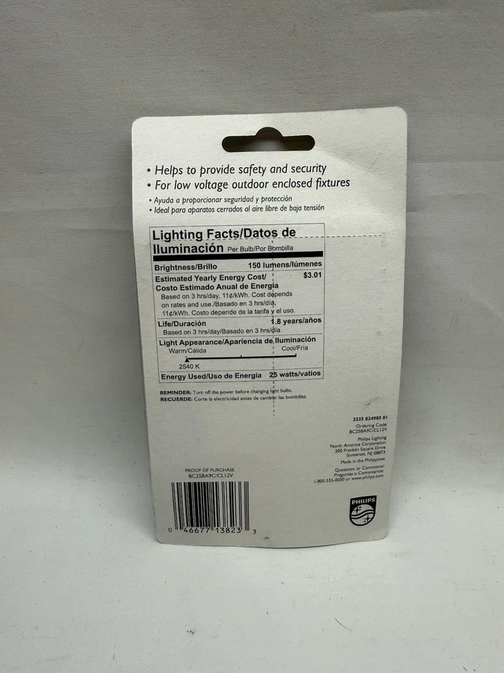 Philips Postlight Candelabra Base, Clear BA9, 25W Light Bulb, 150 Lumens - Image 2 of 2