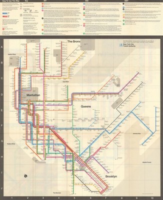 New York Subway Guide. Massimo Vignelli / New York City Transit Authority 1974 Karte
