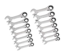 Gearwrench 14 Pc. 12 Point Stubby 10mm 11mm 12mm 13mm 14mm 15mm 18 Mm Silver