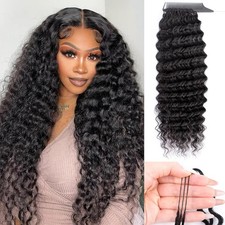 Feather Crochet Human Hair for Black Women Deep Curly Wave 20 Inch 60g Pre Separ