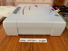 Sega Saturn white Japanese console system complete in box 2 games Pseudo memory
