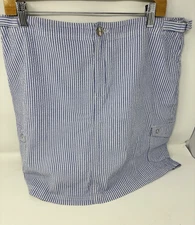 Fresh Produce Seersucker Skirt Skort Pockets Casual XL Striped Blue & White