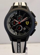 Orologio Vintage Scuderia Ferrari Quadrante Nero Cronografo Quarzo Cinturino Gomma Data