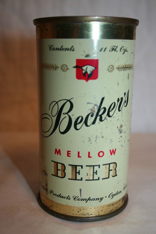 Becker's MELLOW BEER 11 oz. 1959 flat top - Ogden, Utah
