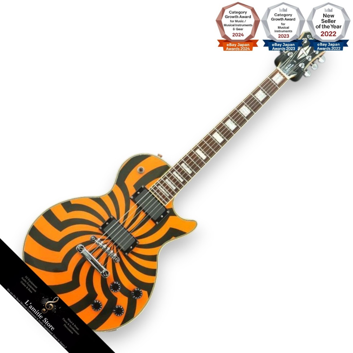 エピフォン　レスポールスタイルエレキギター ザックワイルドピックアップ Epiphone Zakk Wylde Les Paul Custom BUZZSAW Orange EMG