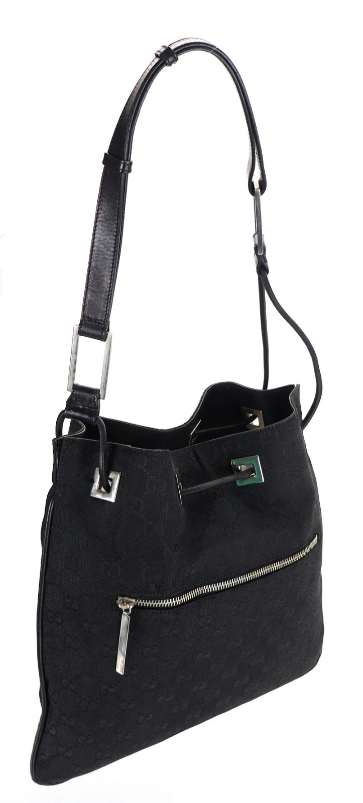 Authentic GUCCI Black Drawstring Hobo Shoulder Ba… - image 10