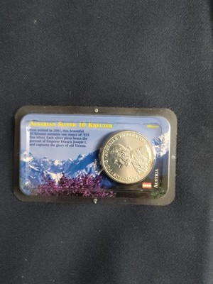 2001 Austrian Silver 10 Kreuzer  .925 Silver Uncirculated.