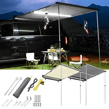 Car Side Awning with LED Light Pull Out Tent Shelter Camping Beige/Grey