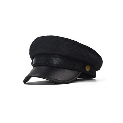 Schwarz Klassische Vintage Newsboy Cap Peaked Beret Chauffeur Hut Taxi Fahrer...