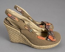 Vintage Y2K XHILARATION Womens Size 9 Brown/Orange Wedge Heel Shoes Bow