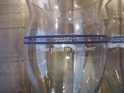 Lot de 2 verres à pinte en verre à bière rayure bleue Sam Adams Boston Lager - Photo 8/13